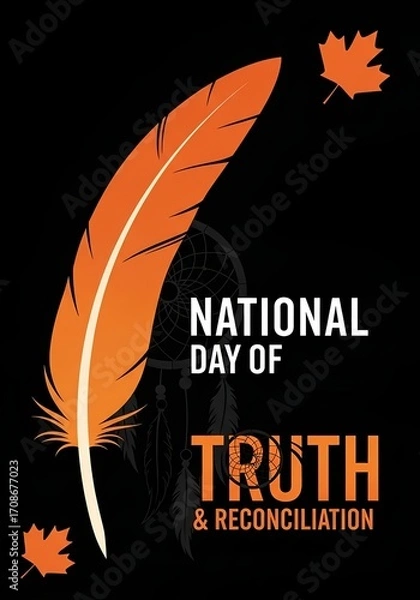 Fototapeta National Day of Truth and Reconciliation Feather, Dreamcatcher & Maple Leaf