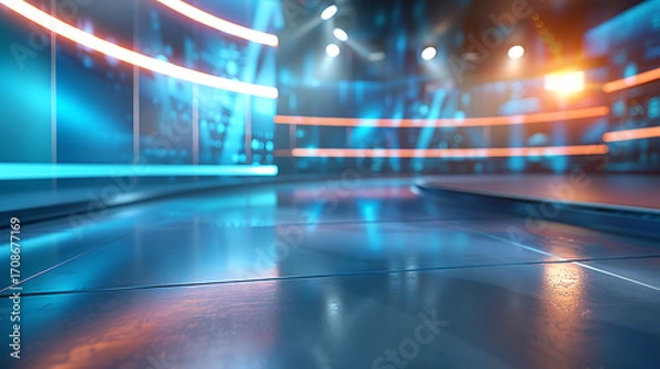Fototapeta TV Studio Set with Abstract.