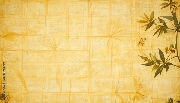 Obraz Antique paper texture with pressed flowers