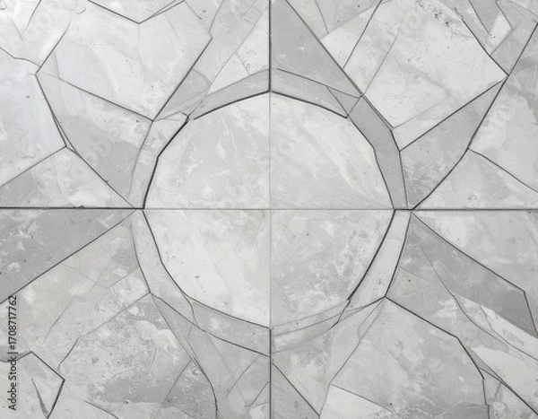 Obraz Symmetrical Geometric Pattern on a Textured Stone Surface.