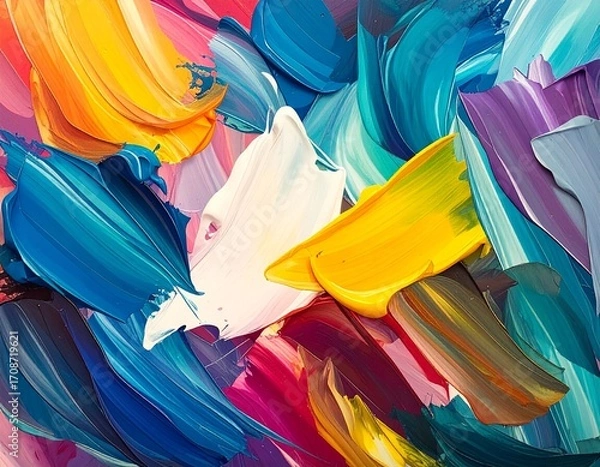 Obraz Vibrant abstract background of colorful oil paint strokes.