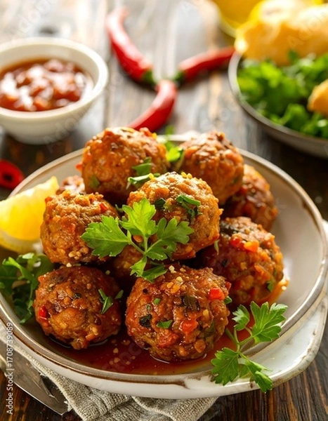 Obraz Appetizing meatball dish on a plate