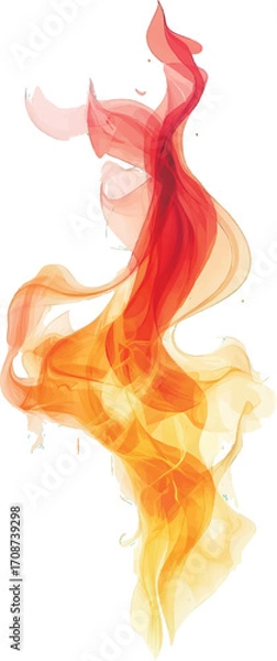 Obraz Abstract Swirling Flames and Smoke in Warm Orange and Red Tones on White Background fire