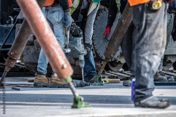 Fototapeta Tilt-Up Process on a Construction Site