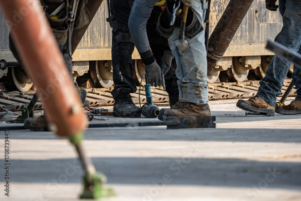 Fototapeta Tilt-Up Process on a Construction Site
