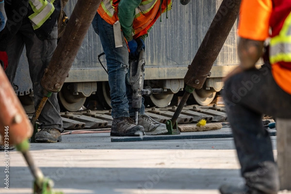 Fototapeta Tilt-Up Process on a Construction Site