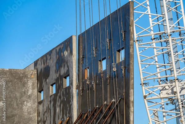 Fototapeta Tilt-Up Process on a Construction Site