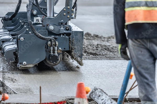 Fototapeta Concrete Pour Process on a Construction Site