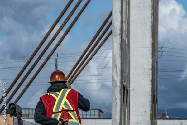 Fototapeta Tilt-Up Process on a Construction Site