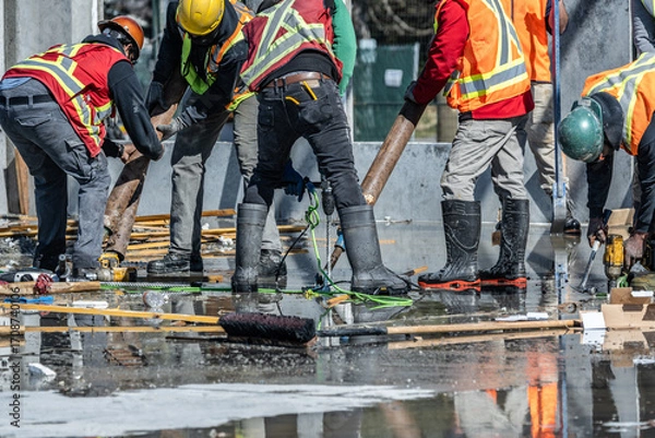 Fototapeta Tilt-Up Process on a Construction Site