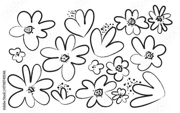 Fototapeta Black and white floral pattern background