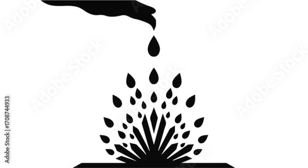 Fototapeta Hand gently nurturing a growing plant with a water drop, symbolizing care and new beginnings