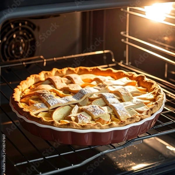 Obraz Apple pie baking in oven