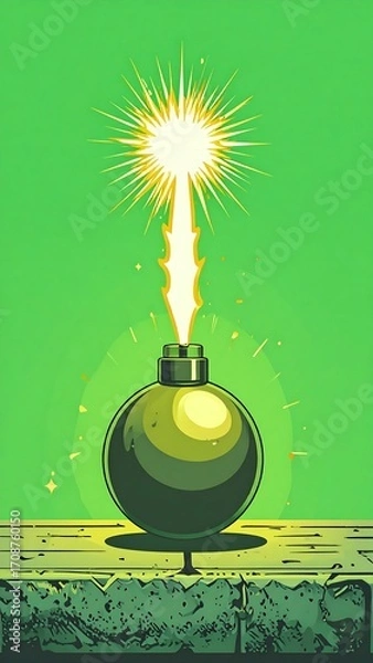 Obraz A green bomb explodes on a textured surface