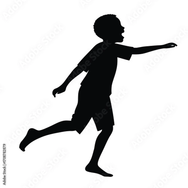 Obraz Boy skipping barefoot