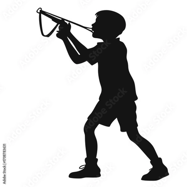 Obraz Boy standing with slingshot