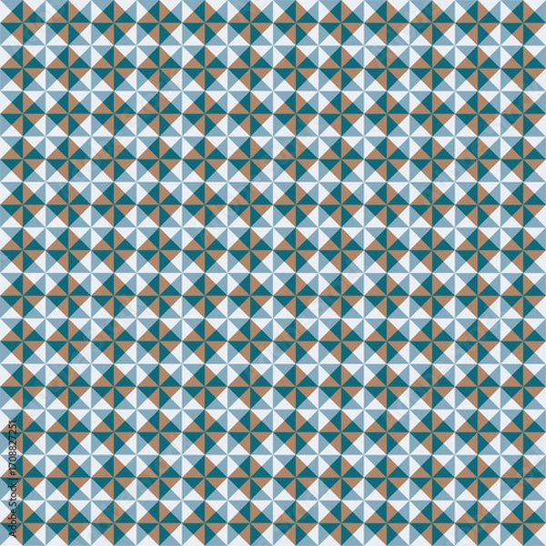 Fototapeta Pattern created from gold, off-white and light and dark teal green triangles
