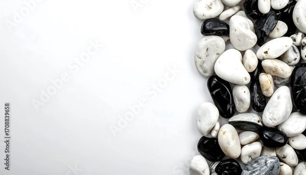 Obraz Assorted pebbles arranged on a white background