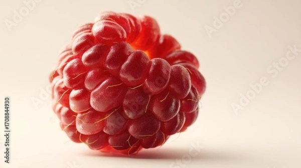 Fototapeta Single red raspberry closeup