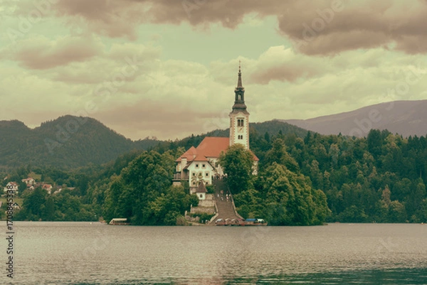 Obraz Słowenia - kościółek na Jeziorze Bled