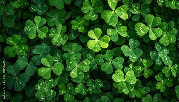 Fototapeta Close-up view of vibrant clover leaves