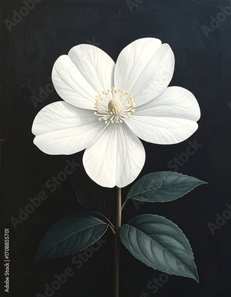 Obraz Elegant white flower on dark background