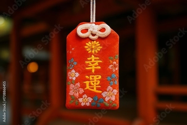 Fototapeta Good Luck Charm: Embrace Japanese Culture and Tradition for a Prosperous Future and Positive Outcomes in Life, Bring a Touch of Spirituality to Your Website or Marketing.