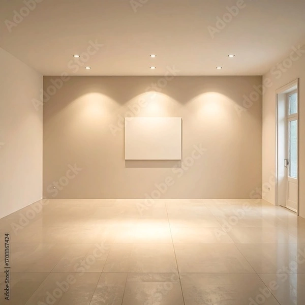 Obraz Empty beige room with a blank canvas