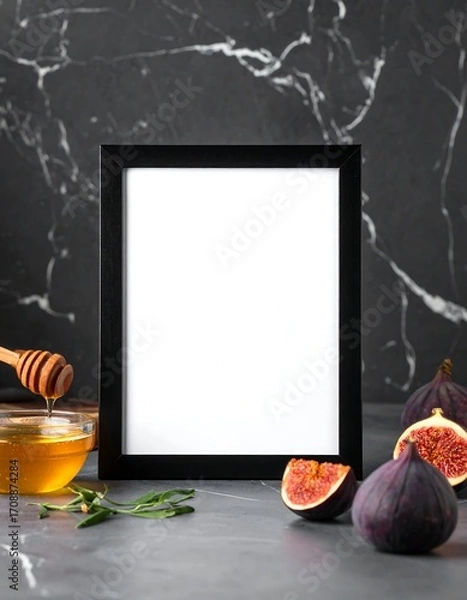 Obraz Empty frame with figs and honey