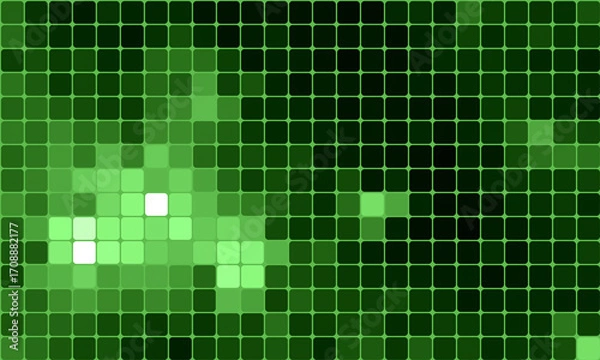 Fototapeta Abstract green pixel art grid background. green mosaic background.