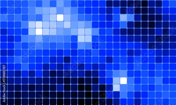 Fototapeta Abstract blue pixel art grid background. glowing grid pattern.