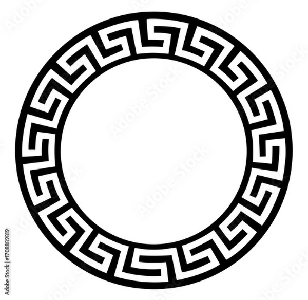 Fototapeta Circular Greek key meander frame, classical decorative border design