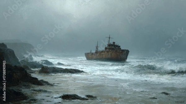 Obraz Shipwreck coastal storm