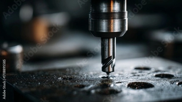 Fototapeta Close-up of Precision Milling Tool in Workshop