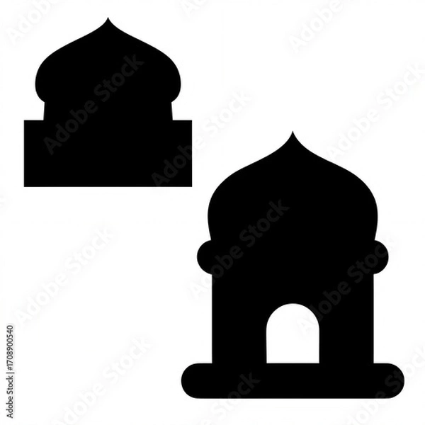 Fototapeta set of mosque dome icon set. two mosque dome icon set. silhouette of mosque dome icon set