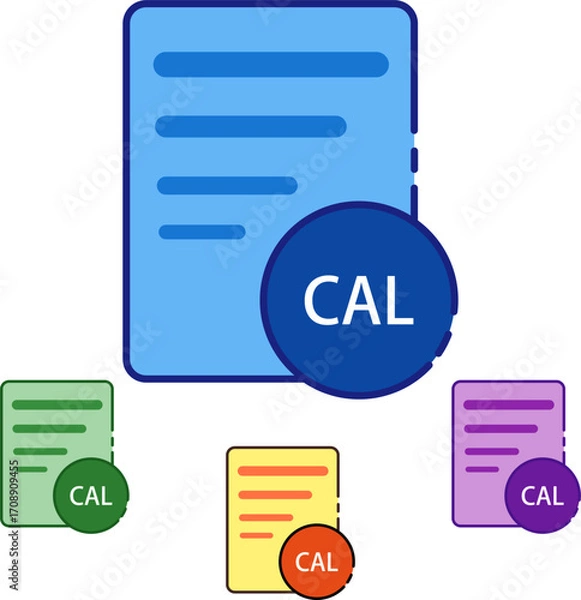 Fototapeta Simplify Your Business Licensing with Dynamic CAL Icons in Blue, Green, Yellow, and Purple That Represent Client Access Licenses and Streamline Software Management