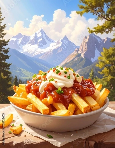 Fototapeta French fries, mountain view