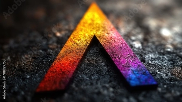 Obraz Abstract textured triangle with vibrant colors on rough textured background