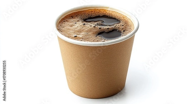 Obraz Aromatic coffee in a disposable cup, perfect for a morning energizer or a quick break at work