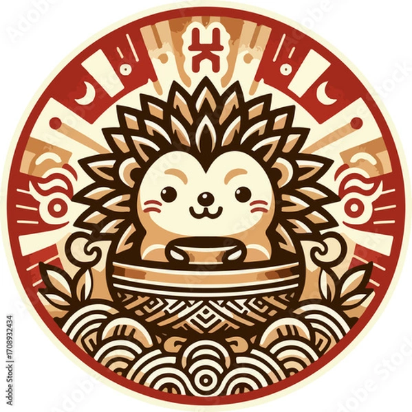 Obraz icon_logo_symbol_Adorable_Hedgehog_Illustration_in_Cartoon_Vector_Style