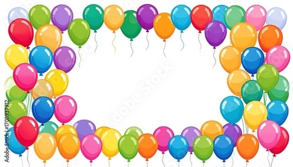 Obraz Colorful balloon border on white