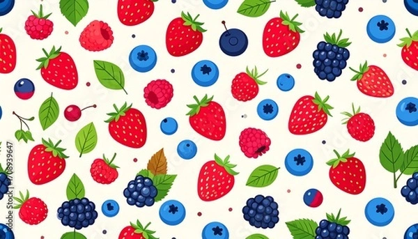 Fototapeta Colorful berry pattern on white background