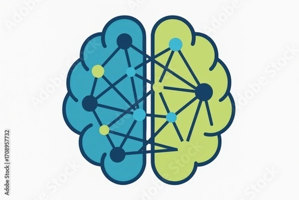 Fototapeta Visual representation of human brain neural connections showcasing cognitive processing illustrating the balance between analytical and creative thinking in a visually engaging concept