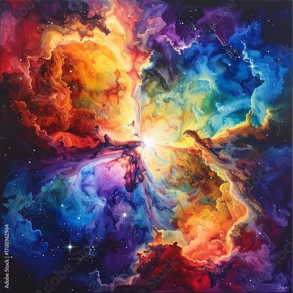 Obraz Colorful cosmic nebula painting