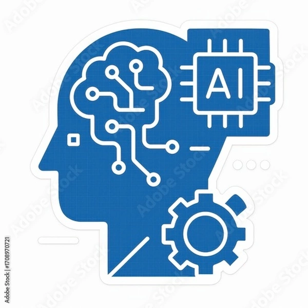 Obraz The intricate interplay of artificial intelligence concepts symbolized through the silhouette of a human head filled with circuit patterns expressing digital innovation and cognitive evolution