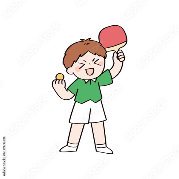 Fototapeta 卓球　男の子のイラスト