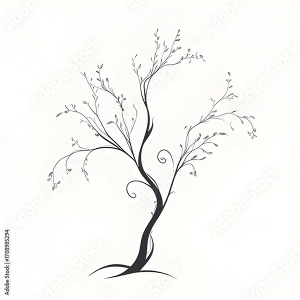 Fototapeta AI Generative. Elegant Winding Tree Illustration. 21