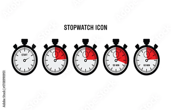 Obraz Stopwatch Icon Set Time Measurement, Countdown, and Duration Graphics for Projects