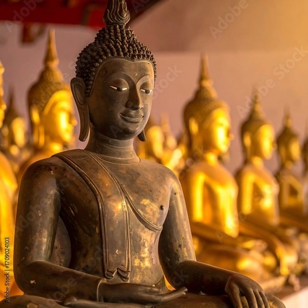Fototapeta Buddha statues in a temple