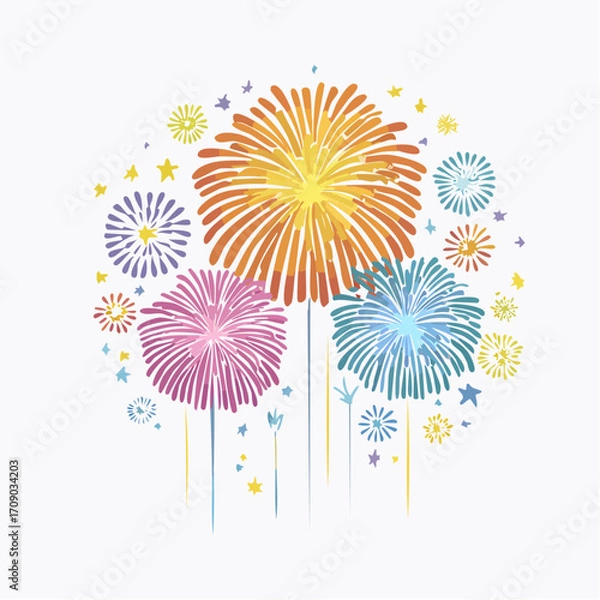 Fototapeta Abstract floral vector background with colorful flowers and decorative pattern